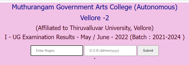 muthurangam college result April 2022