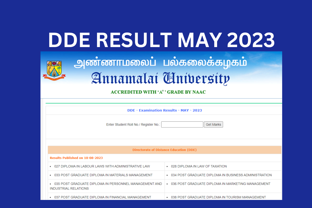 Annamalai University DDE Result May 2023