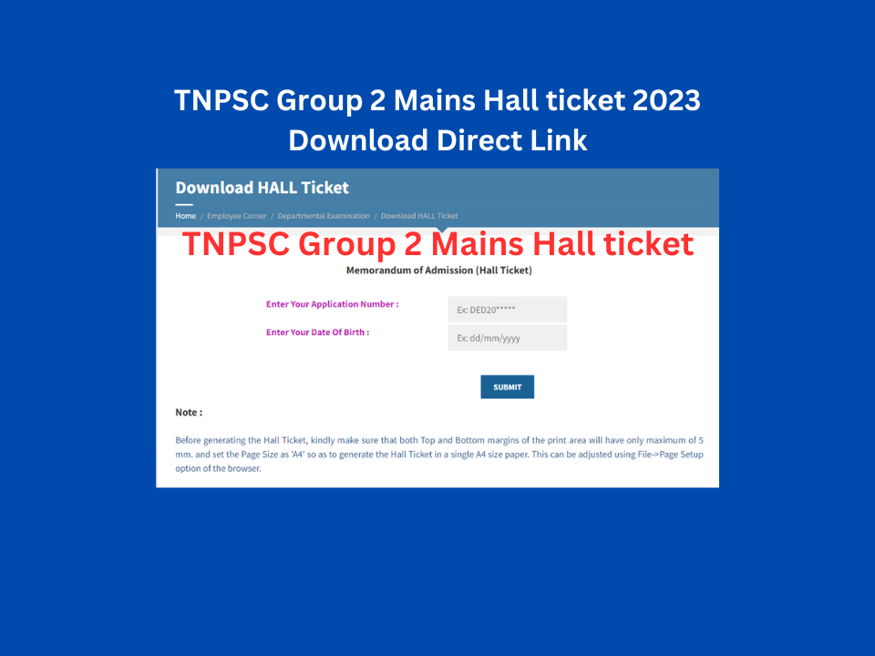 TNPSC Group 2 Mains Hall ticket 2023